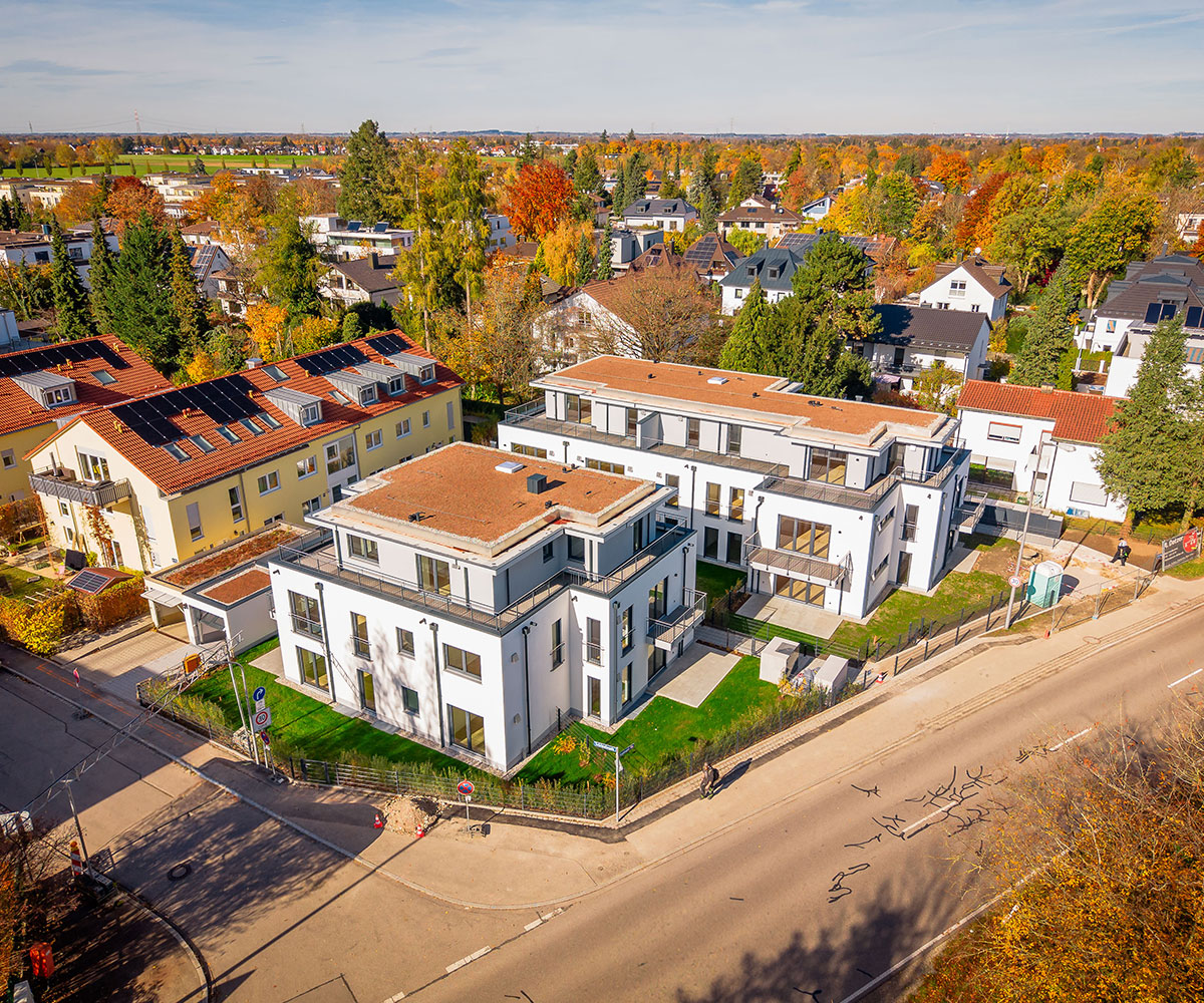 Großprojekte mit Praml Bau realisieren Luftaufnahme einer Wohnanlage von Praml Bau