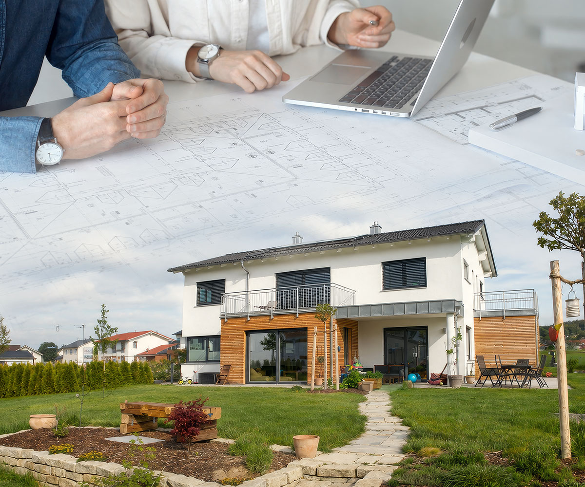 Visualisierung Bauplanung und Einfamilienhaus