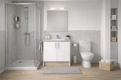 4 Zimmer EG Wohnung mit Süd- und Nordterrasse – KfW 40 QNG & attraktive Steuervorteile - Bild Duschbad 2 (3057)