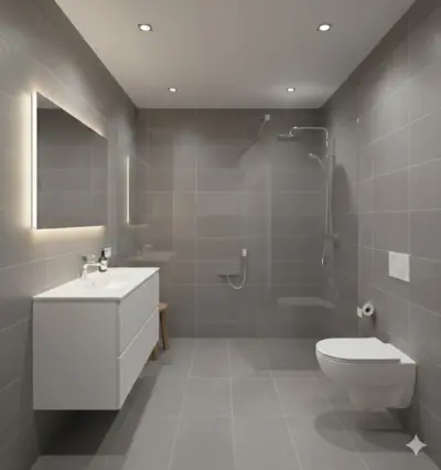 4 Zimmer EG Wohnung mit Süd- und Nordterrasse – KfW 40 QNG & attraktive Steuervorteile - Bild Duschbad (3058)