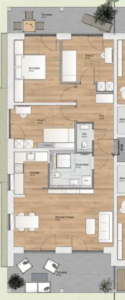 4 Zimmer EG Wohnung mit Süd- und Nordterrasse – KfW 40 QNG & attraktive Steuervorteile - WE 2 (3049)