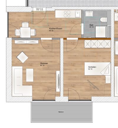 2 Zimmer 1. OG Wohnung mit Süd-West Balkon - WE15 (1917)
