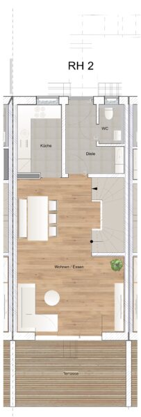 Neubau – Reihenmittelhaus in Haar - Grundriss EG (2298)