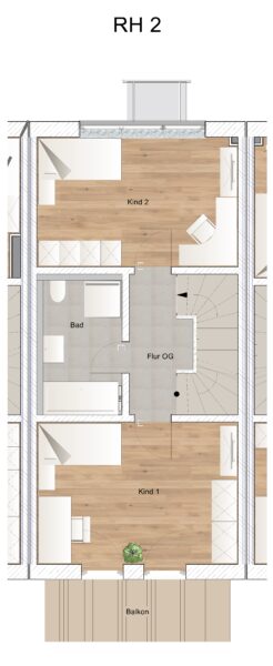 Neubau – Reihenmittelhaus in Haar - Grundriss OG (2299)