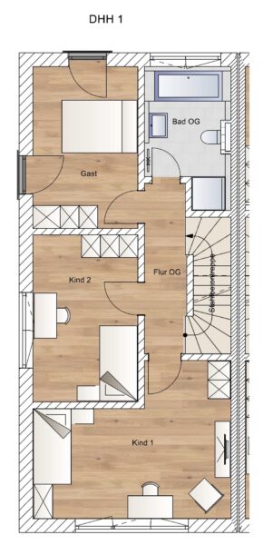 Neubau Doppelhäuser in Waldperlach - Obergeschoss DHH 1 (1748)