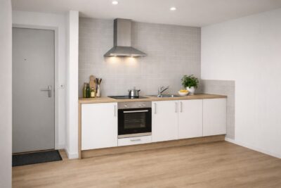 KfW 40 QNG: 150.000 € Förderkredit – 2 Zimmer Wohnung mit Nordbalkon - Bild Küchenzeile 1 (2525)