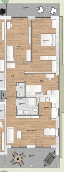 KfW 40 QNG: 150.000 € Förderkredit – 4 Zimmer EG Wohnung mit Süd- und Nordterrasse - WE 5 (2493)