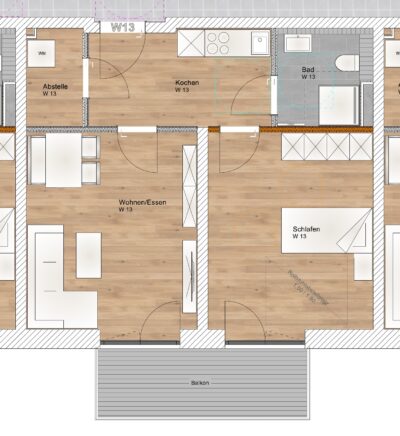 2 Zimmer 1. OG Wohnung mit Süd-West Balkon - WE13 (1893)