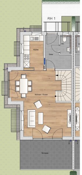 Baubeginn erfolgt – Neubau – Reihenmittelhaus - EG RH 1 (2288)