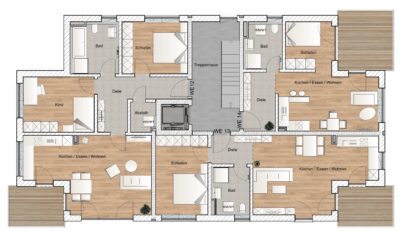 3 Zimmer Dachgeschosswohnung mit Dachterrasse - Obergeschoss Haus 2 (2436)