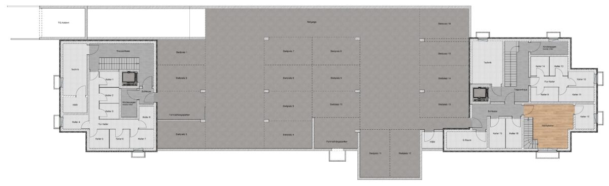 Kellergeschoss Haus 1 + 2