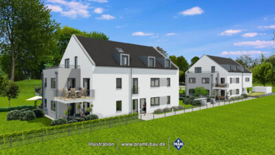 3 Zimmer Dachgeschosswohnung mit Dachterrasse - Außenvisualisierung (2428)