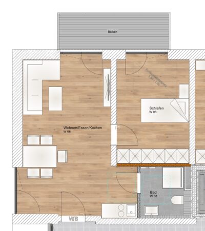 2 Zimmer 1. OG Wohnung mit Nord-Ost Balkon - WE8 (1857)
