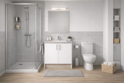 KfW 40 QNG: 150.000 € Förderkredit – 2 Zimmer DG Wohnung mit Süddachterrasse - Bild Duschbad 2 (2579)