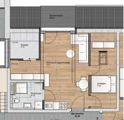 KfW 40 QNG: 150.000 € Förderkredit – 2 Zimmer DG Wohnung mit Norddachterrasse - WE 20 (2623)