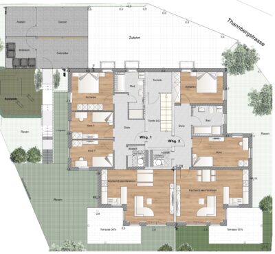 3 Zimmer Erdgeschosswohnung mit Garten inkl. Einbauküche - EG_mit Aussenanlagen neu (2407)