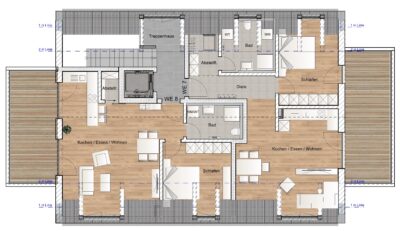 2 Zimmer Dachgeschosswohnung mit Dachterrasse - Dachgeschoss Haus 1 (2418)