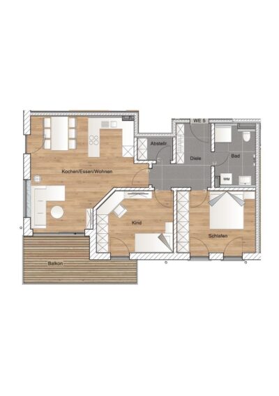 3 Zimmer Wohnung mit Südwest-Ausrichtung - OG_WE_5 (2120)