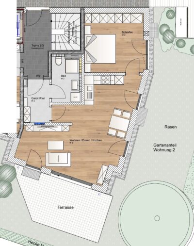 Mehrfamilienhaus mit 5 Wohneinheiten - Whg 2 EG (1621)