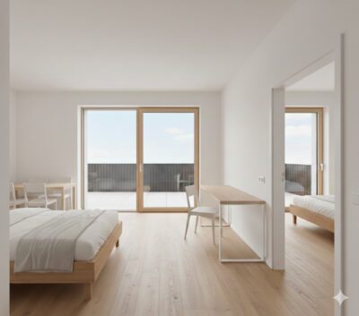 KfW 40 QNG: 150.000 € Förderkredit – 2 Zimmer EG Wohnung mit Nordterrasse - Bild Schlafzimmer 1 (2477)