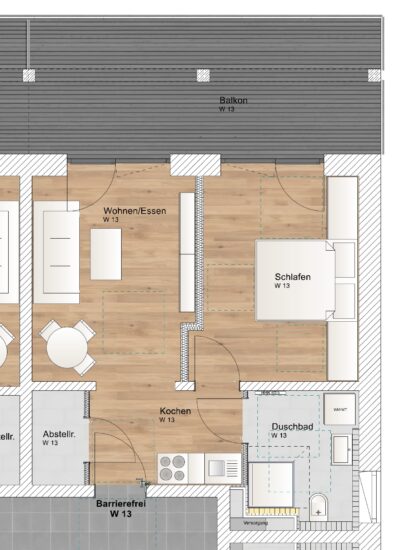 KfW 40 QNG: 150.000 € Förderkredit – 2 Zimmer OG Wohnung mit Nordbalkon - WE 13 (2545)