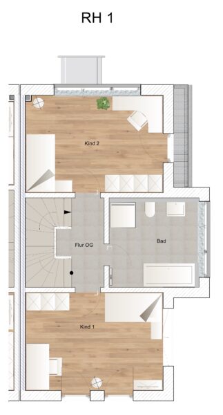 Neubau – Reiheneckhaus in Haar - Grundriss OG (2260)
