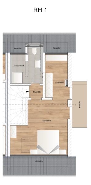 Neubau – Reiheneckhaus in Haar - Grundriss DG (2261)