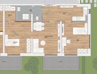 3 Zimmer EG Wohnung mit Süd-West Terrasse - WE5 (1821)