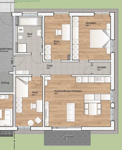 4 Zimmer Erdgeschosswohnung mit 177 m² Gartenfläche - Wohnung 1 (2316)